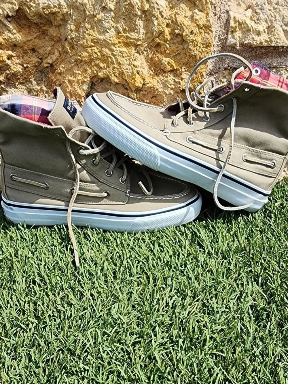 Sperry Bahama Boot Olive Canvas High-Top Sneakers